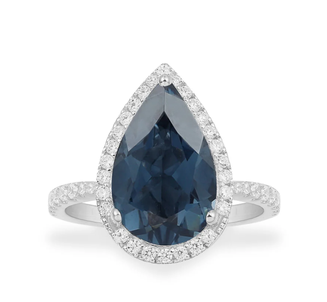 APM Monaco Mulan Pavé Pear Ring in Blue — UFO No More